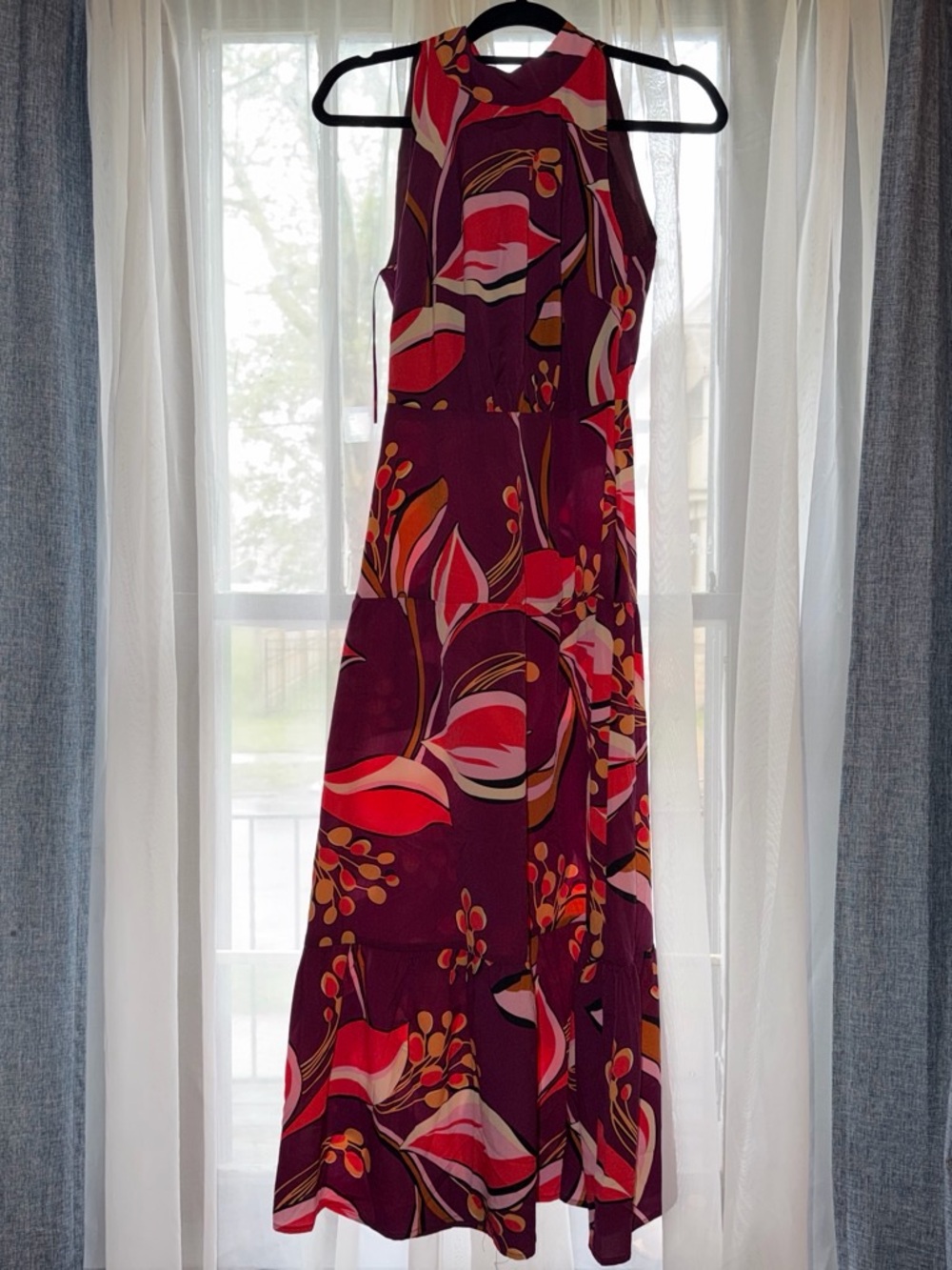 Sam Edelman Purple and Red Floral Halter Maxi Dress